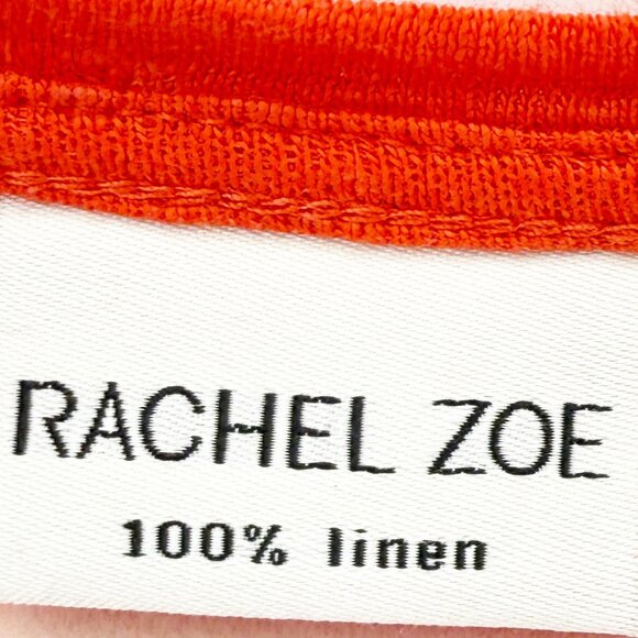 Rachel Zoe Womens 100% Linen V-Neck Short Sleeve Top Red L - Picture 5 of 9